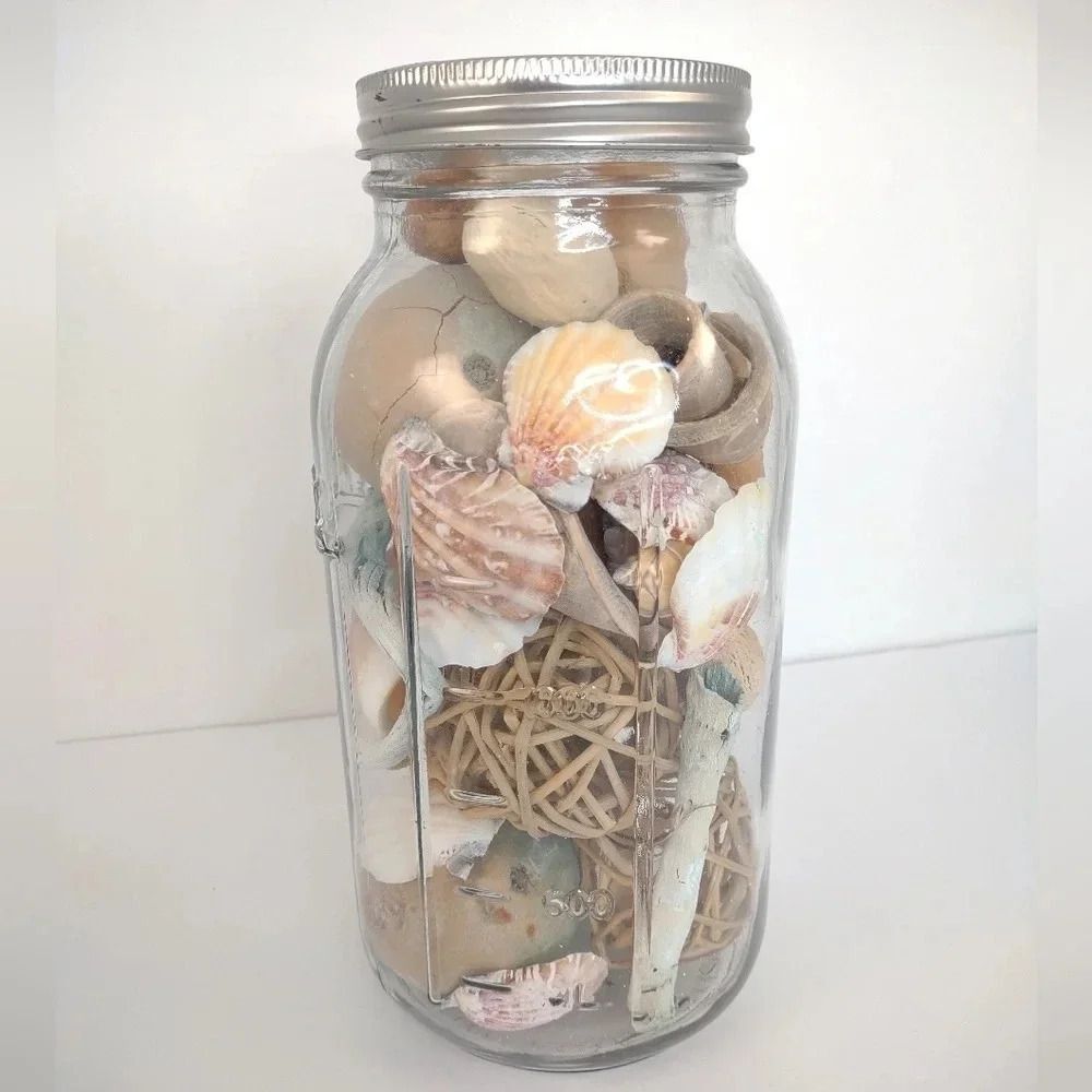 Seashell Jar Artisian Starfish Beachy Tones Coastal Aesthetic - Picture 5 of 12